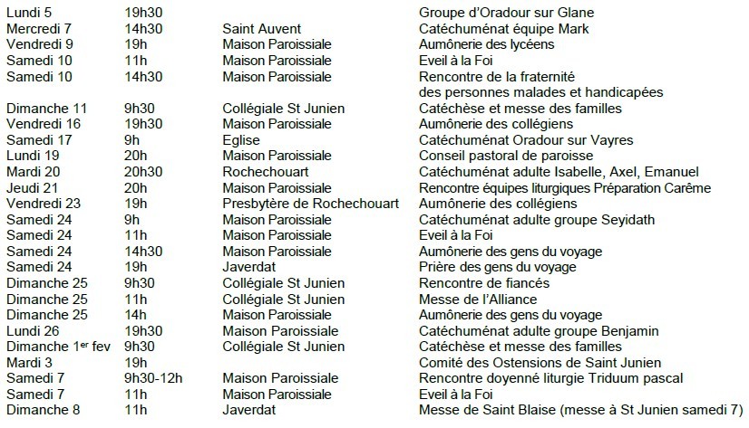 Feuille d'Information Paroissiale