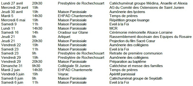 Feuille d'Information Paroissiale